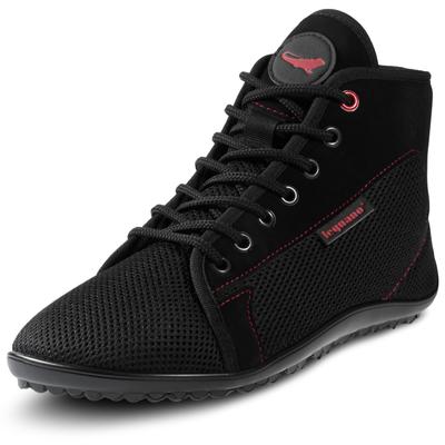 Barfußschuh LEGUANO "AKTIVE ALASCO", Damen, Gr. 36, schwarz, Textil, sportlich, Schuhe Barfußschuh Schnürboots, Bequemsc