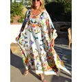 Robe de plage maxi bohème pour femmes caftans d'oiseaux couvertures de bikini olympiques de bain