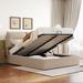 Queen Size Upholstered Platform Bed with Hydraulic Storage System, Headboard and Wood Slats for Bedroom