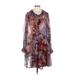 Anthropologie Casual Dress - Mini: Burgundy Paisley Dresses - Women's Size Large Petite - Print Wash