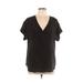 Old Navy Short Sleeve Blouse: Black Solid Tops - Women's Size Large