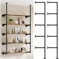 Industrial Iron Pipe Shelf Wall Mount 5 Tier Farmhouse DIY Open Bookshelf Pipe Shelves for Kitchen Bathroom Bookcases Living Room Storage(2Pack of 5 Tier 68 Tall 12 deep Hardware Only)