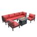 Maykoosh Neo-Classical Nostalgia 7-Piece Aluminum Patio Conversation Set With Fire Pit Table And Cushions