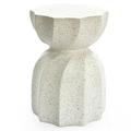 HomeStock Artisanal Artistry Off White With Gray Cement Indoor Outdoor Round Side Table