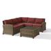 Maykoosh Sophisticated Simplicity 4Pc Outdoor Wicker Sectional Set Sangria/Weathered Brown - Right Corner Loveseat Left Corner Loveseat Corner Chair & Sectional Glass Top Coffee Table