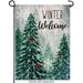 Rdsfhsp Winter Welcome Decorative Garden Flag Pine Trees Snowy Forest Red Cardinal Birds House Yard Lawn Outdoor Linen Flag Farmhouse Outside Decoration Double Sided 12 x 18