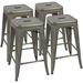 Metal Stools 24 Indoor Outdoor Stackable Barstools Modern Style Industrial Vintage Counter Stools Set of 4 (24 inch Black)