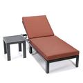 Maykoosh Rustic Ranch Modern Aluminum Outdoor Chaise Lounge Chair with Side Table & Cushions