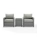 Maykoosh Artistic Accomplishment 3Pc Outdoor Wicker Armchair Set Gray/Gray - Side Table & 2 Armchairs