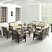Maykoosh Rustic Revival 8Pc Outdoor Wicker Conversation Set Sand/Brown - 2 Loveseats 4 Armchairs & 2 Coffee Tables