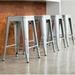 24 Inch Stools for Kitchen Counter Height Indoor Outdoor Metal Rustic Gunmetal Wooden Seat