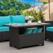 xrboomlife Outdoor Wicker Coffee Table Patio Garden Rattan 2-Layer Glass Table with and Cover Black