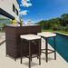 xrboomlife 3-Piece Patio Sets with Cushions Brown Wicker Patio 2 Shelves Indoor Outdoor Table Outdoor Table for Backyard Porch Garden or Poolside