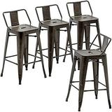 xrboomlife Changjie Metal Barstools Set of 4 Industrial Stools Counter Stools with Backs Indoor-Outdoor Counter Height Stools (26 inch Silver)