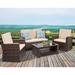 HBBOOMLIFE Patio Sets 4 Piece Rattan Chair Patio Sofas Wicker Sectional Sofa Outdoor Conversation (Brown and Tan)