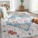 RUGKING Area Rug 4x6 Persian Rug Bohemian Indoor Floor Cover Washable Thin Soft Rug Chenille Floral Print Living Room Bedroom Dining Room Turquoise