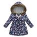 Baby Deals!Toddler Girl Clothes Clearance YANHAIGONG Winter Puffer Jackets for Girls Clearance Water Resistant Long Parka Warm Hooded Zip Up Puffer Jacket Girls Packable Puffer Jacket 2-11 Years