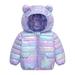 Baby Girl Jackets 12 Months - 5 Years Baby Boys and Toddler Medium Weight Puffer Jacket Toddler Girl Clothes Winter Waterproof Baby Ear Hood Puffer Jacket Colorful Reflection Hooded Zipper Coat