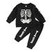 Bjutir Fall Winter Outfit Set For Kids Toddler Boys Girls Long Sleeves Skeleton Prints Tops Pants Two Piece Outfits Set For Clothes