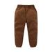 Fattazi Little/big Kids Fall And Winter Girls Solid Color Corduroy Elastic Waistband Ankles Pants With Pockets