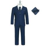 Ashbury CoCo Boy s Slim Fit 7-pieces Suit Jacket Vest Pants Shirt Tie Bowtie Hanky Light Navy Size 3