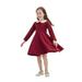 B91xZ Girls Elegant Dresses Spring Summer Print Ruffle Long Sleeve Dress (Red 11-12 Years)