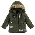 Felwors Coat For Kids Children Winter Boy Jacket Coat Hooded Coat Fashion Kids Warm Clothes Jacket Boys Coat&jacket Green