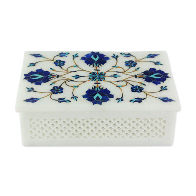 Marble inlay jewelry box, 'Kaleidoscope Dreams'