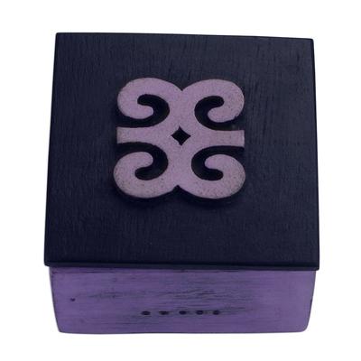 Adinkra Keepsake,'Hand Carved Ghanaian Decorative Wood Box with Adinkra Motif'