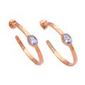 Paradox,'Rose Gold Plated Blue Topaz Hammered Half Hoop Earrings'