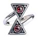 'Triangle-Themed Natural Garnet Sterling Silver Wrap Ring'