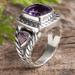 Fantastic Purple,'Sterling Silver Cocktail Ring with 3 Amethyst Stones'