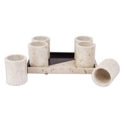 Oblique Modernity,'Beige Marble Tequila Glasses fr...