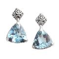 Blue topaz earrings, 'Mystic Trinity'