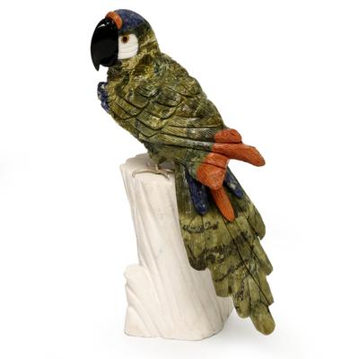 'Jungle Cockatoo' - Collectible Gemstone Multicolor Bird Sculpture