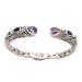 Fierce Warrior in Purple,'Sterling Silver and Amethyst Cuff Bracelet from Bali'