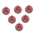 Red Flowers,'Red Ceramic Floral Knobs from India (Set of 6)'