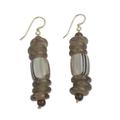 Beaded earrings, 'Xose in Beige'