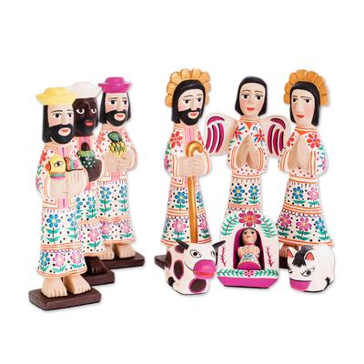 Holy Gifts,'10-piece Nativity Scene Hand-carved Wood from Guatemala'