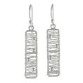 Chiang Mai River,'Sterling Silver Rectangular Wire Thai Dangle Earrings'