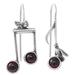 Bird Melodies,'Birds on Musical Notes Sterling Silver Earrings with Garnet'