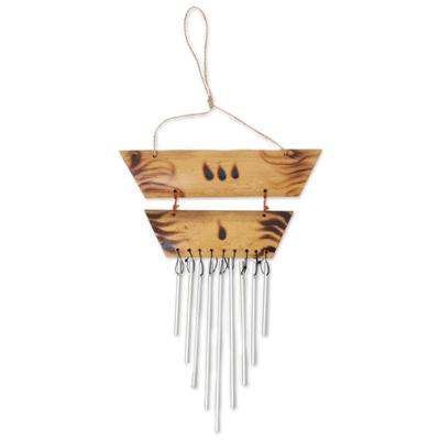 Melody of The Light,'Balinese Handmade Bamboo and Aluminum Wind Chimes in Brown'