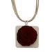 Rose Appeal,'Wood and Horn Rose Pendant Necklace Carved and Dyed by Hand'