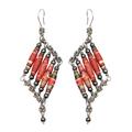 Tribal Links,'Recycled Paper and Hematite Dangle Earrings from Brazil'