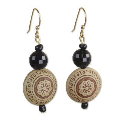 Highly Favored,'Faceted Floral Recycled Plastic Round Dangle Earrings'
