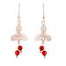 Silver Lotus Flower,'925 Silver Filigree Dangle Earrings with Carnelian Beads'