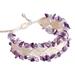 Wise Dreams,'Handwoven Cotton and Amethyst Macrame Beaded Bracelet'