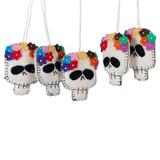 Life & Death,'Set of 5 Skull and Flower-Themed Wool Felt Ornaments'