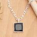 Night Pond,'Modern Sterling Silver Necklace with Square Onyx Pendant'