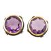 '18k Gold-Accented Button Earrings with 14-Carat Amethysts'